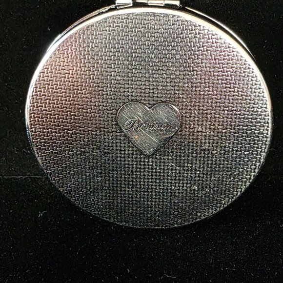 Brighton Silver-Tone Heart Embossed Compact Mirror W/ Drawstring Pouch - Picture 3 of 5